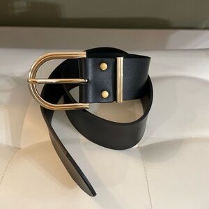 Handmade Genuine Leather Black Belt with Gold Buckle – New, Made by Artisan